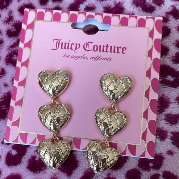 Juicy Couture Earrings,Juicy Couture Gold and Heart Drop Earrings - Picture 6 of 10